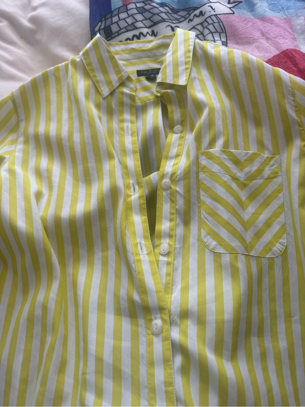 Rag and Bone yellow and white striped collar shirt. - Picture 3 of 8
